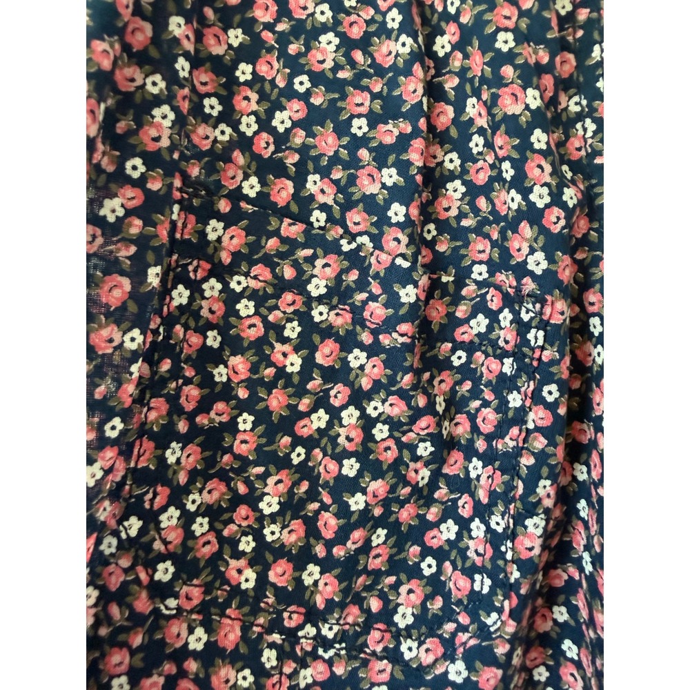 Faded Glory Navy Blue Pink Floral Button Down Shirt Roll Tab Sleeve XXL 20 - Picture 2 of 11